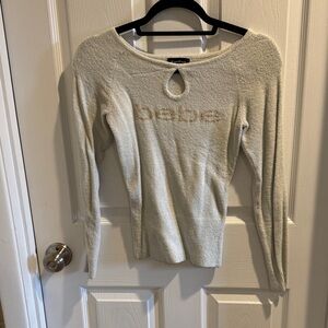 Bebe Beige Long Sleeve Top with Keyhole Detail